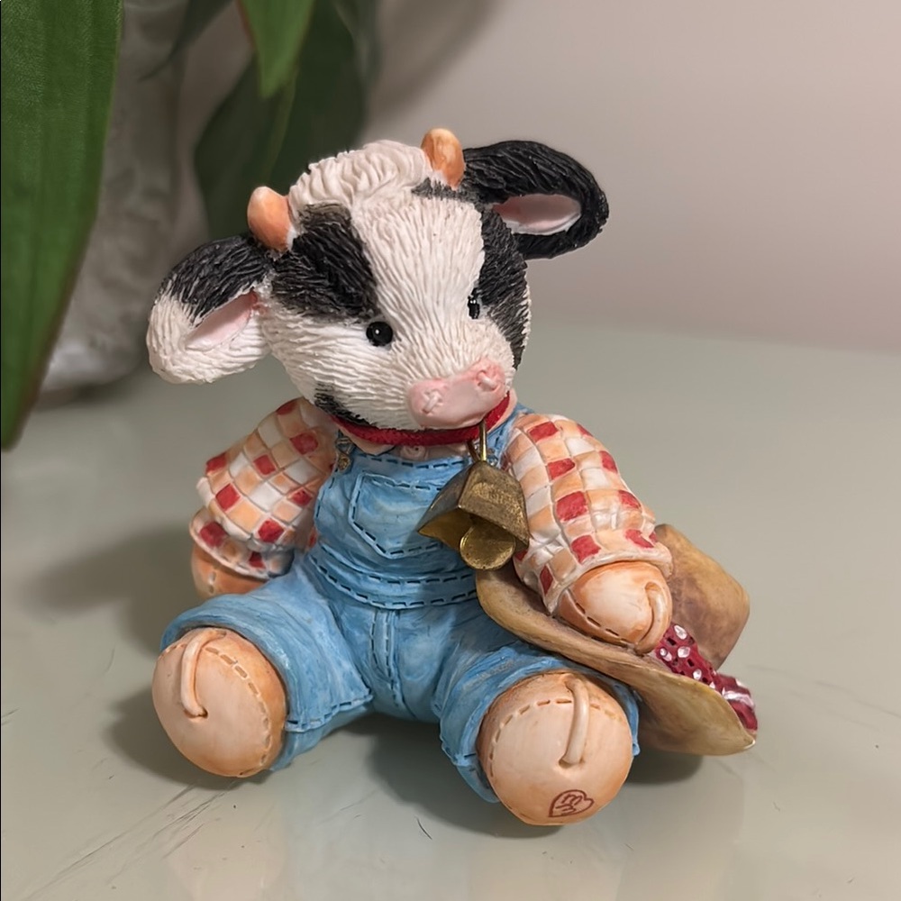 Mary’s Moo Moo’s Cow Figurine in Blue Overalls